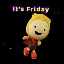 a cartoon character says it 's friday with a black background