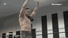 a man in a wrestling ring with the words #blpfights on the bottom right