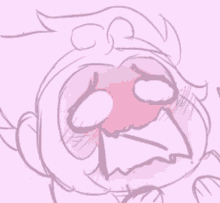 a close up of a drawing of a person making a funny face with their eyes closed .