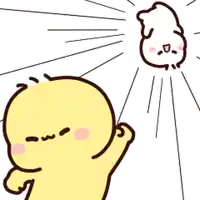 a yellow cartoon character is holding up his fist in front of a white rabbit .