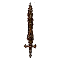 a drawing of a sword with a cross on the handle on a white background