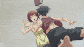 a man and a woman are fighting in a cartoon with the words hddb cafea on the bottom right