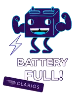 a sign that says battery full with a cartoon battery