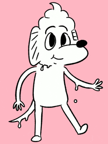 a black and white drawing of a cartoon dog