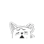 a black and white drawing of a cat with its arms crossed and closed eyes .