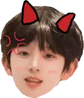 a boy with cat ears on his head has an angry expression