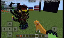 a screenshot of a minecraft game shows a dog and a cat