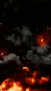 a painting of a nuclear explosion with a flame coming out of the center
