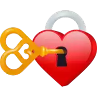 a heart shaped padlock with a key in the keyhole