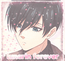 a picture of a boy with the words lunarin forever written below him