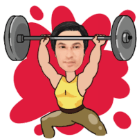 a cartoon of a man lifting a barbell