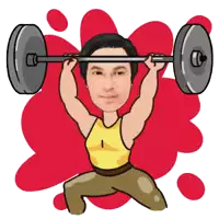 a cartoon of a man lifting a barbell