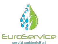 a logo for euroservice servizi ambientali srl with a leaf and water drops