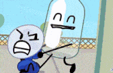 a cartoon character is holding a bottle with a smiley face on it