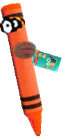 a crayon with a face on it and a label that says bic