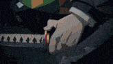 a person is holding a sword in their hand in a cartoon .