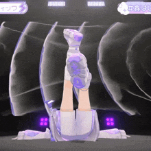 a cartoon character is laying on the floor with her legs up in the air and a sign that says tokyo on it