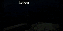 a man stands on a balcony with the words leben ist wille written above him