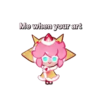 a cookie from a video game says `` me when your art ''