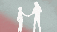 a drawing of two people shaking hands with triangles in the background and the words " i love you "