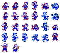 a bunch of mario sprites are shown in different poses