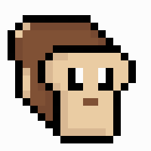 a pixel art of a monkey 's head with a serious look on his face