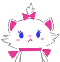 a drawing of a cat with a pink bow