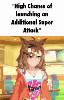 a cartoon of a girl with a bandage on her head says high chance of launching an additional super attack