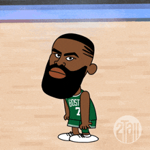 a cartoon of a man with a beard wearing a boston jersey number 7