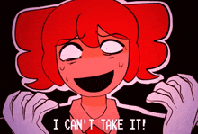 a cartoon character with red hair says i can t take it