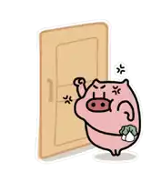 a cartoon pig is standing in front of a light switch with an angry look on his face