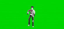 a man is dancing on a green screen .
