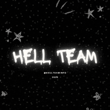 a black background with stars and the words hell team