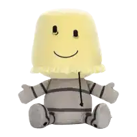 a stuffed toy with a yellow head and a black face