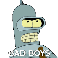 Bad Boys Bender Sticker - Bad Boys Bender Futurama Stickers