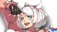 a drawing of a girl with white hair and horns