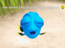 a blue fish with the words me when the marinated oscypek