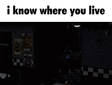 a video game scene with the words " i know where you live "