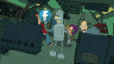 bender from futurama holds up a facebook icon