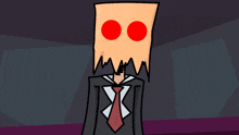 a cartoon character with a paper bag on his head covering his mouth