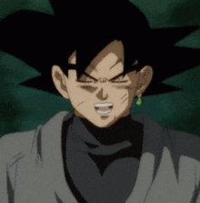 a close up of a cartoon character with a black hair and earrings .