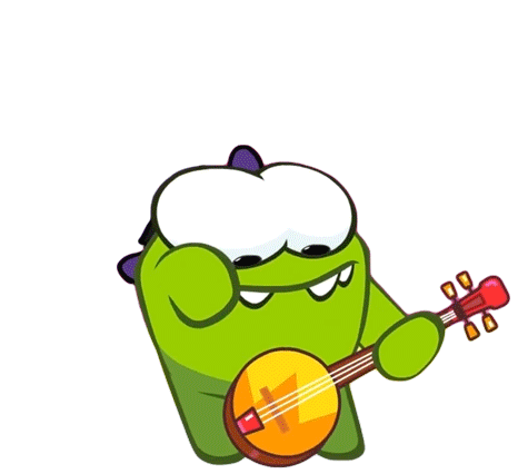 Playing Guitar Om Nom Sticker - Playing Guitar Om Nom Om Nom And Cut The Rope Stickers