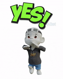 a cartoon character wearing a hoodie that says zhot