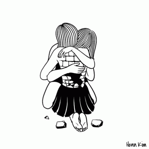 best friends hugging tumblr drawing