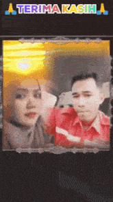 a picture of a man and a woman with the words terima kasih