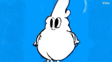 a cartoon drawing of a white cloud on a blue background with the word vidu below it