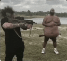 Gun Holding Fellas Black And White GIF