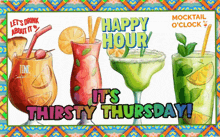 a happy hour sign that says it 's thursday