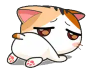 a cartoon of a cat laying on its back with its paws on the ground