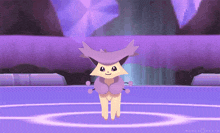 a cartoon character with a purple hat is standing in a circle in a video game